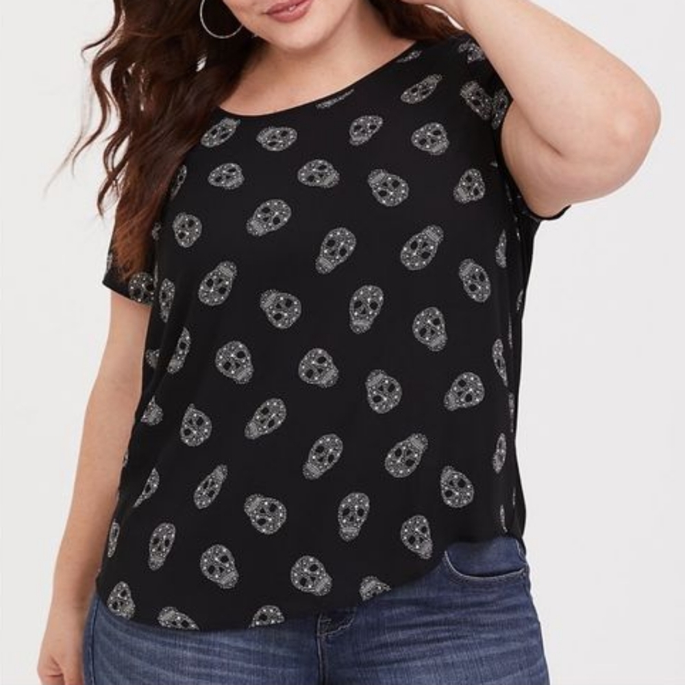Torrid Abbey Starry Skull Georgette Blouse